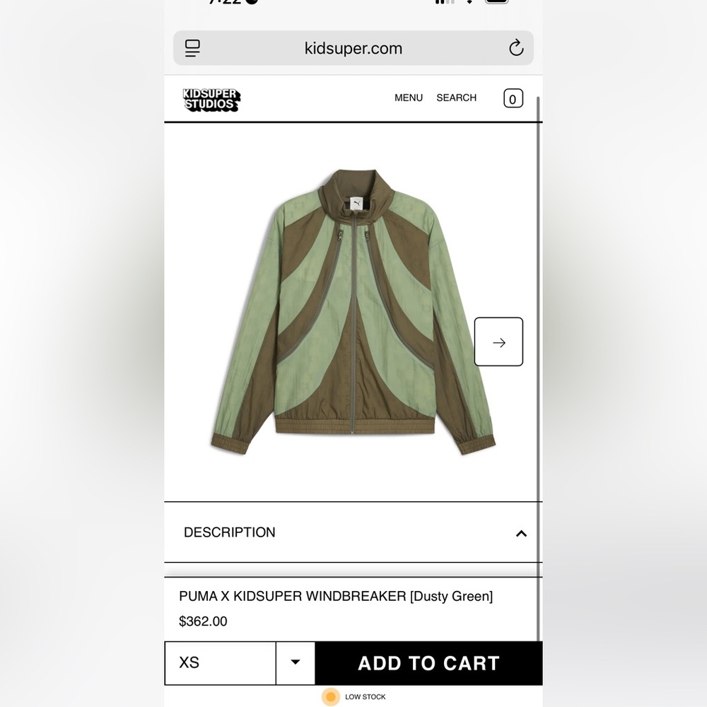Puma x KIDSUPER Mint and Olive Hooded Windbreaker Jacket